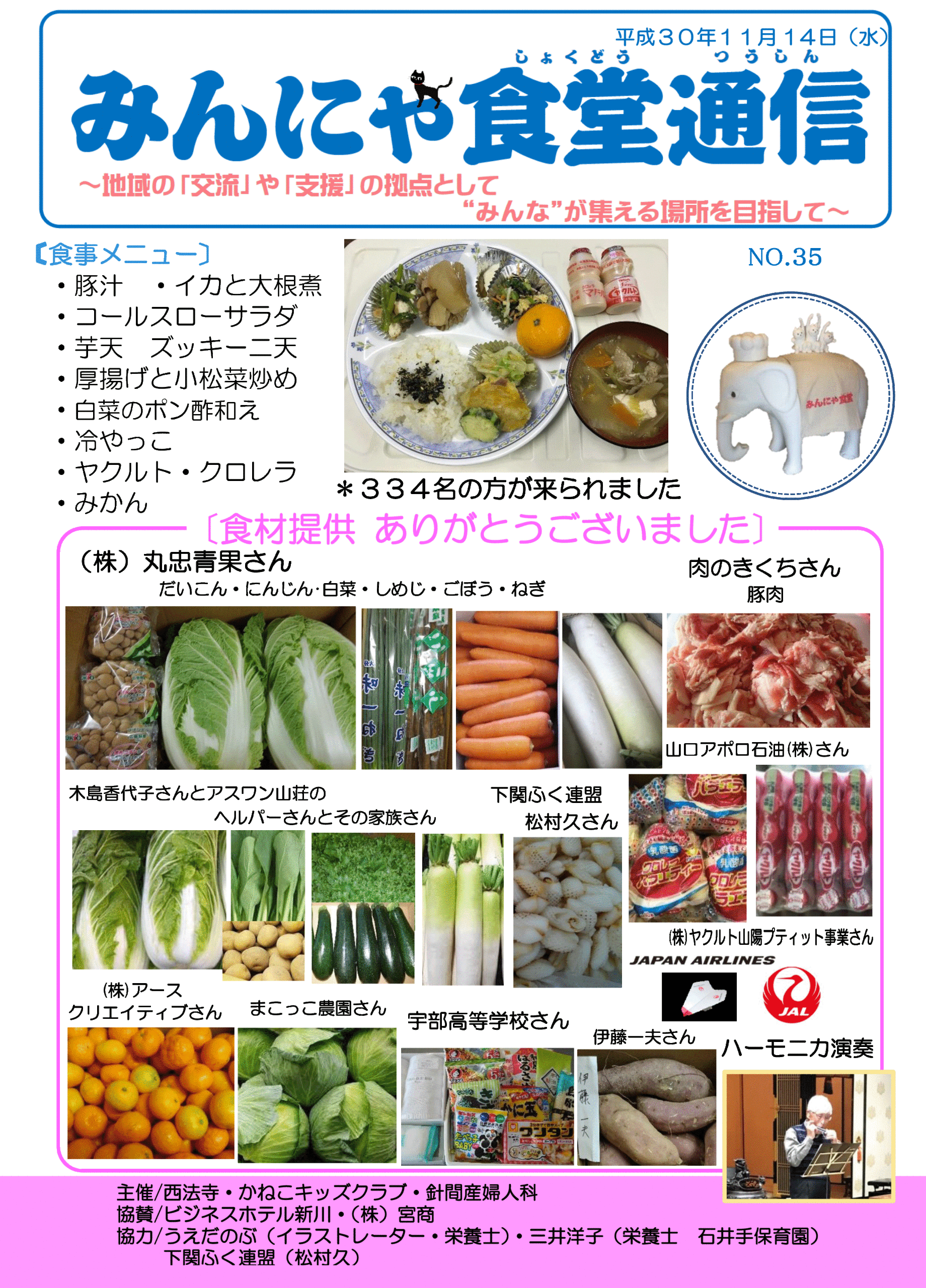 みんにゃ食堂通信 18 11 14 No35 かねこキッズクラブ